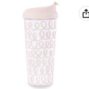 Kate Spade pink purple white Heart Knot Bridal Tumbler Cup Mug nwt